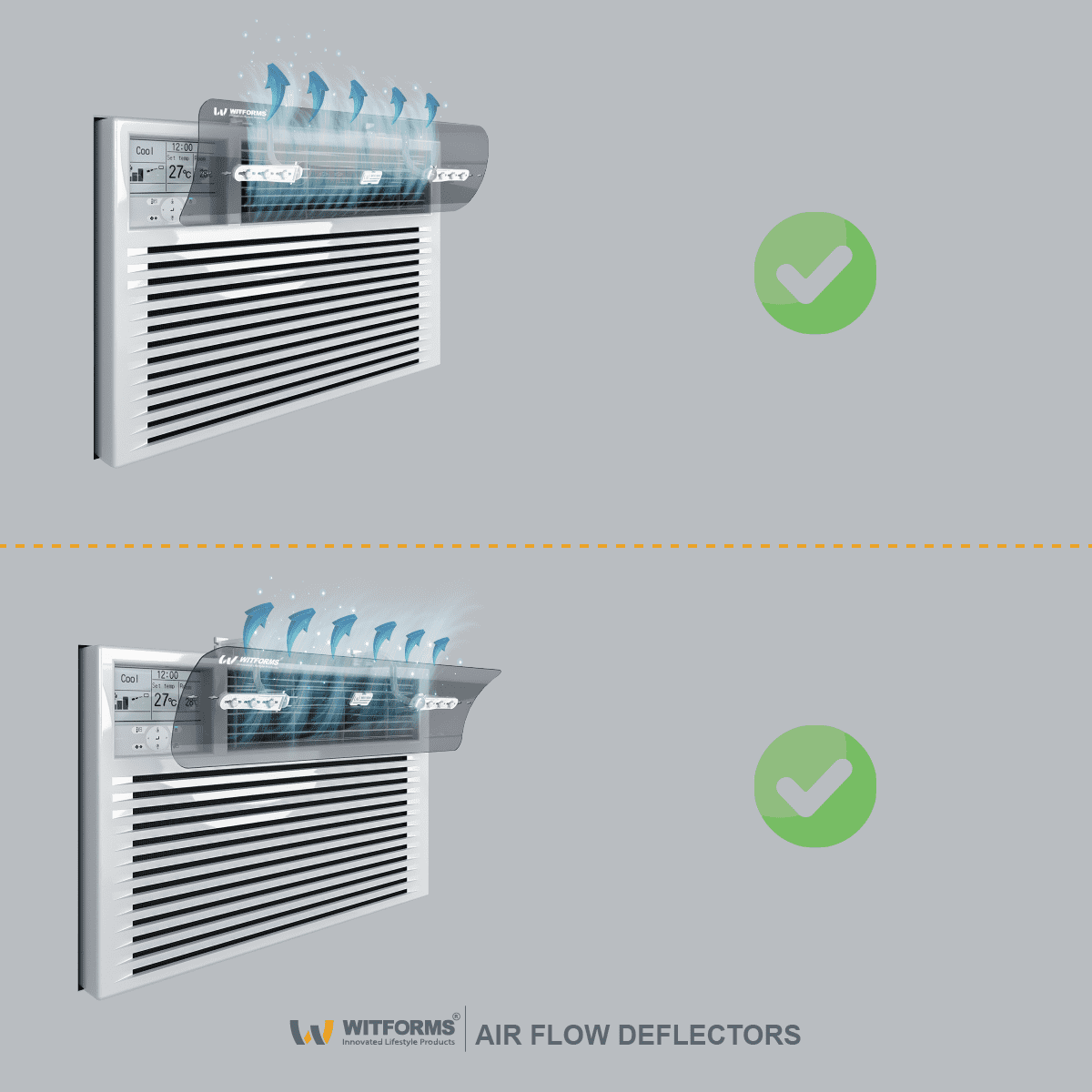 Window - Adjustable AC air deflector